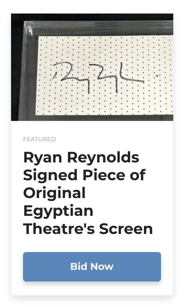 Ryan Reynolds Signed Piece of Original Egyptian Theatre's Screen